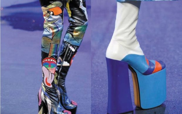модный милан 2018: сапоги на платформе и каблуке яркие