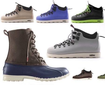 Мужские резиновые ботинки: для города, прорезиненные зимние модели, на шнурках, обрезиненные