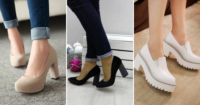 Туфли на толстом каблуке – подборка модных образов с красивыми туфлями