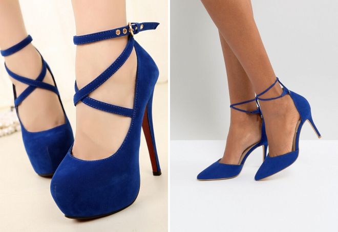 женские синие туфли
