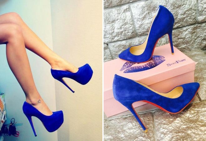 женские туфли синего цвета