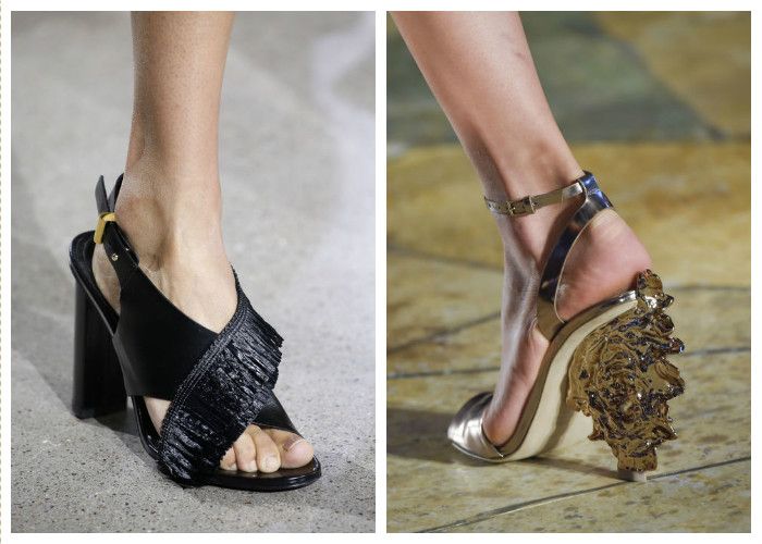Обувь 2016: сочетание модных тенденций. Необычный каблук и бахрома.