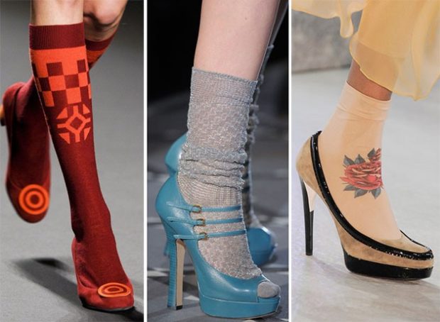 модный милн 2018: носки под босоножки туфли