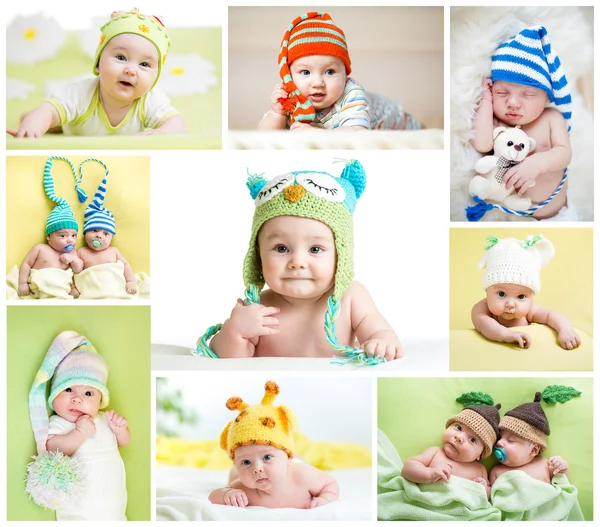 Набор веселые дети или дети носили в шляпах — стоковое фото