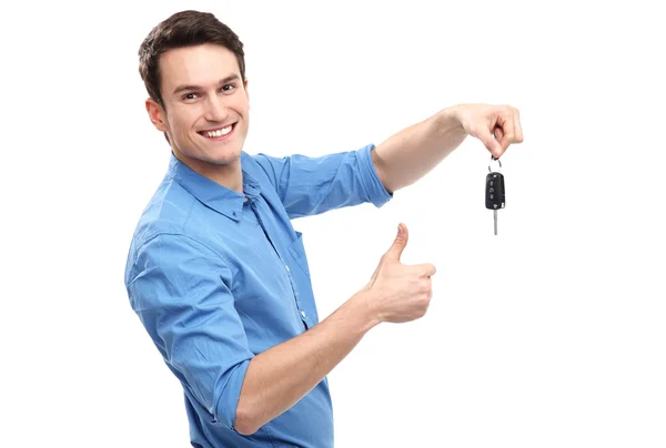 Человек с ключами от машины — стоковое фото