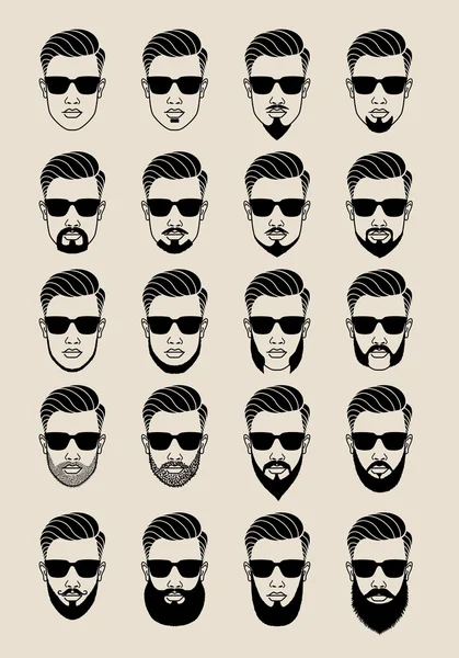 Лица с бородой, пользователя, аватар, icon Векторный набор — стоковый вектор