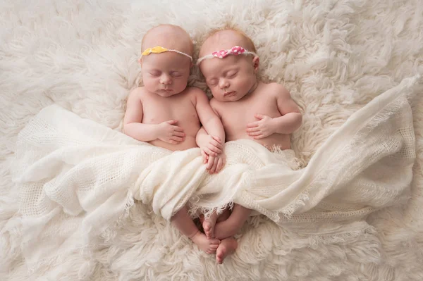 Спящая младенца девочек близняшек — стоковое фото