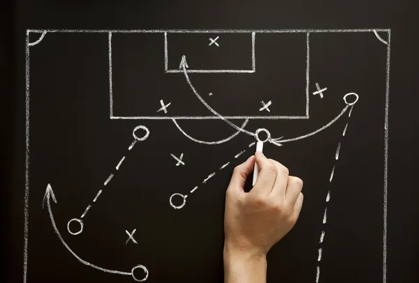 Человек, рисование футбол игра стратегия — стоковое фото
